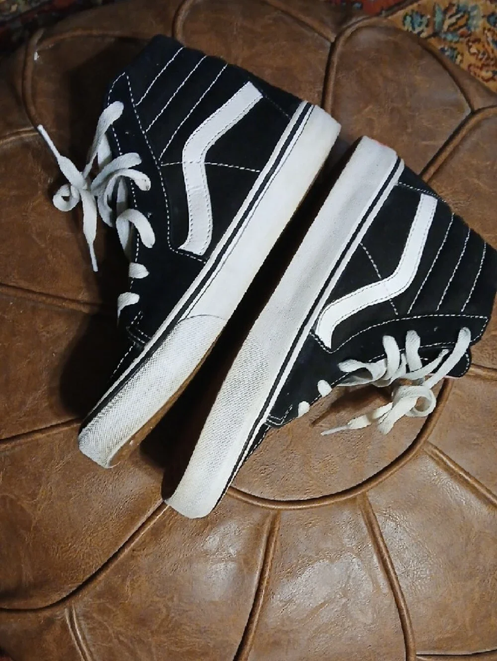 Vans Black &‎ White Classic High-Top Sneakers,mens Sz.6.5,womens Sz.8